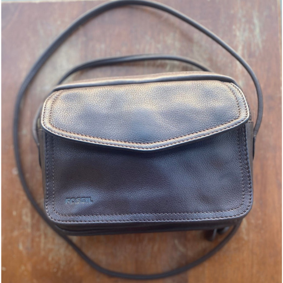 Fossil Brown Vintage Leather Crossbody Bag Purse Organizer Handbag - Picture 5 of 11